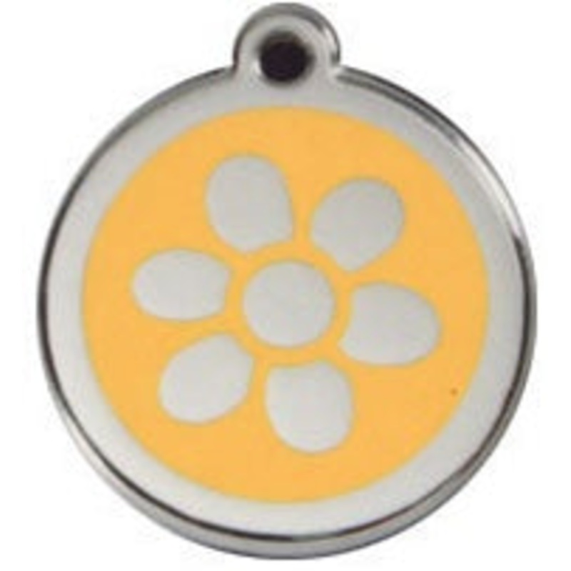 Flower Red Dingo Stainless Steel & Enamel Designer ID Tags