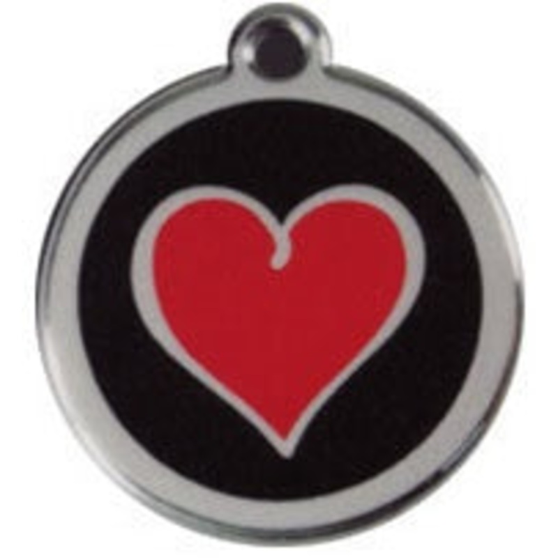 Heart ~ Black Red Dingo Stainless Steel & Enamel Designer ID Tags