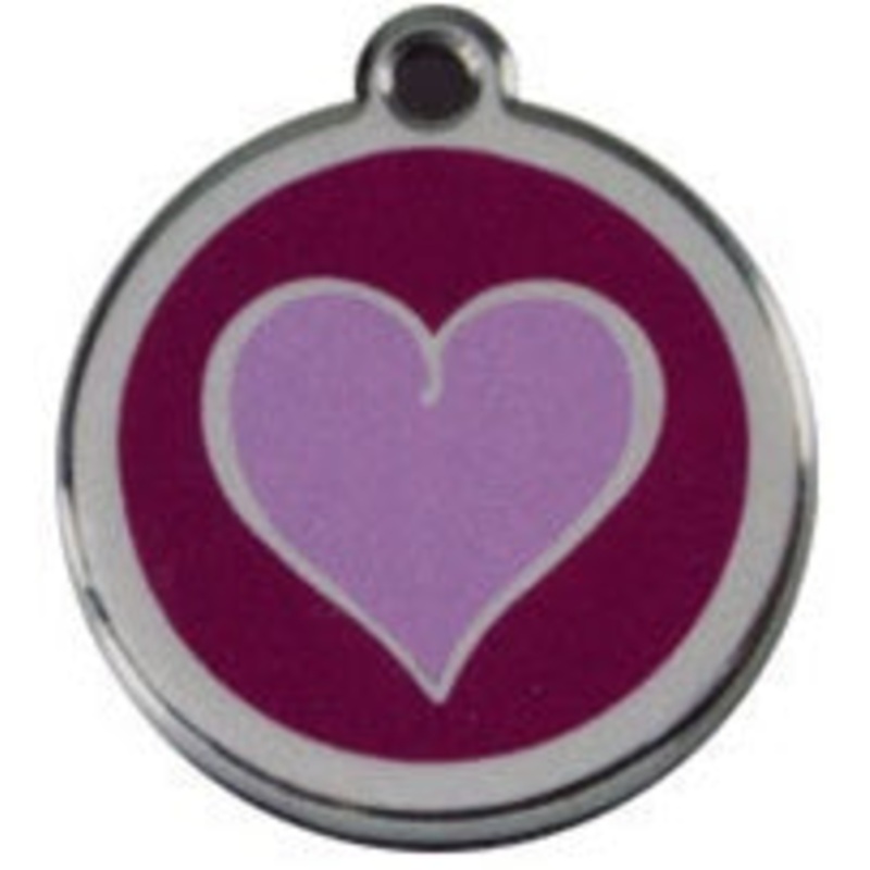 Heart ~ Purple Red Dingo Stainless Steel & Enamel Designer ID Tags