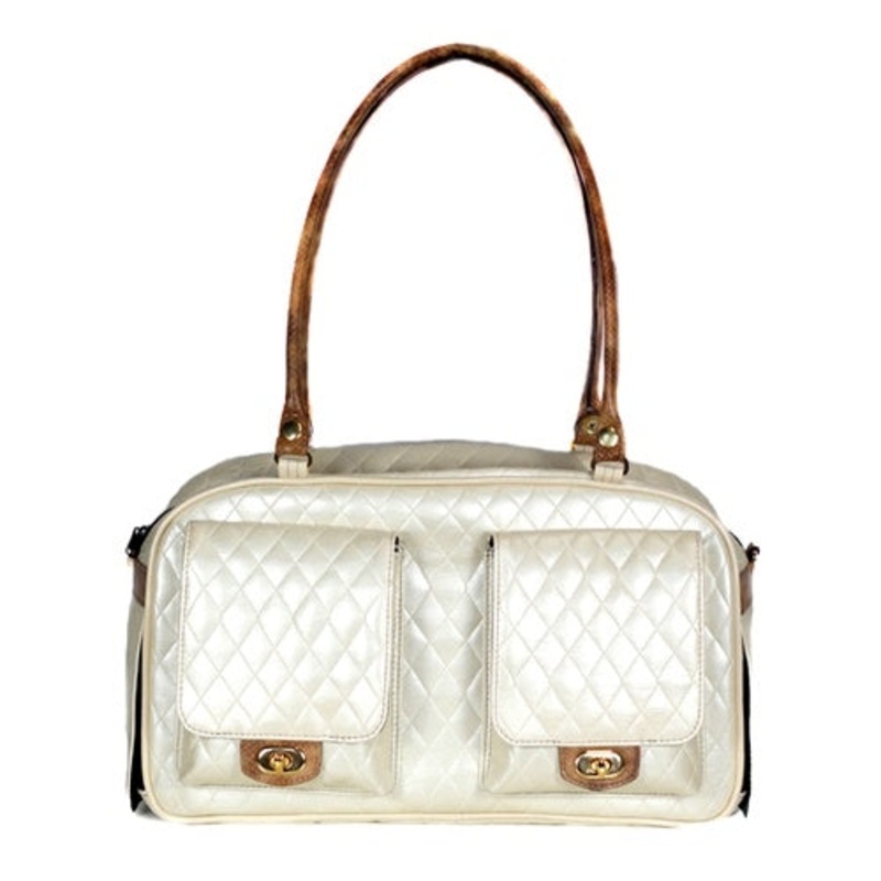 Petote Marlee Bag - Ivory Quilted with Snake