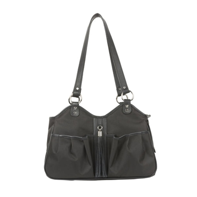 Petote Metro Bag Couture Collection - Black Sable With Leather Trim & Tassel