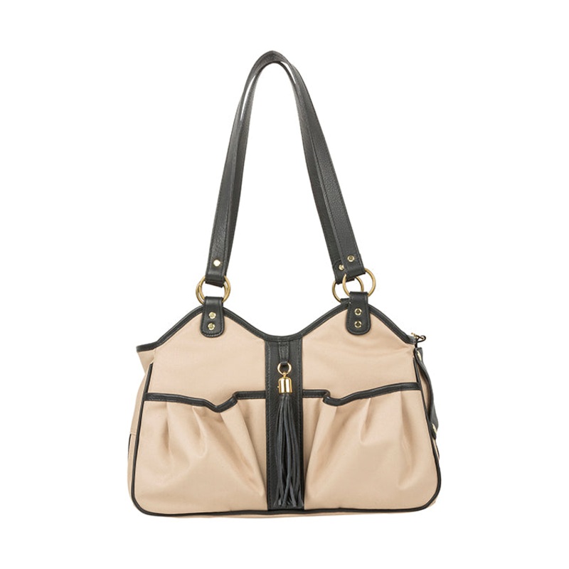 Petote Metro Bag Couture Collection - Khaki With Black Leather Trim & Tassel