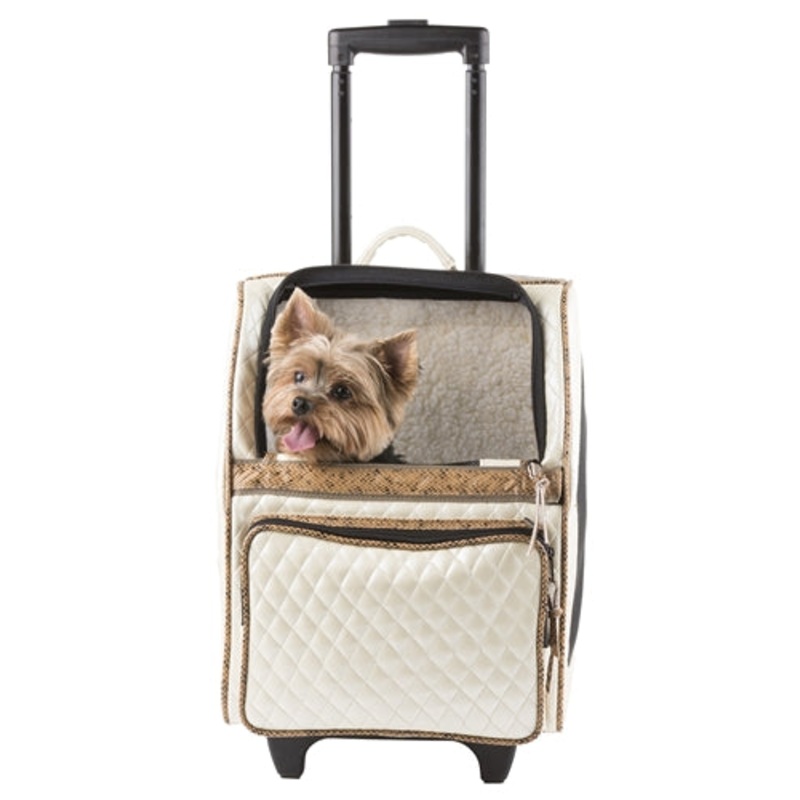 Petote Traveler Bag: Rio Couture Collection - Ivory Quilted with Snake