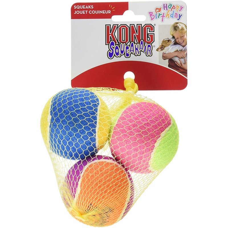Air Kong Squeaker Birthday Balls 3pk in Net
