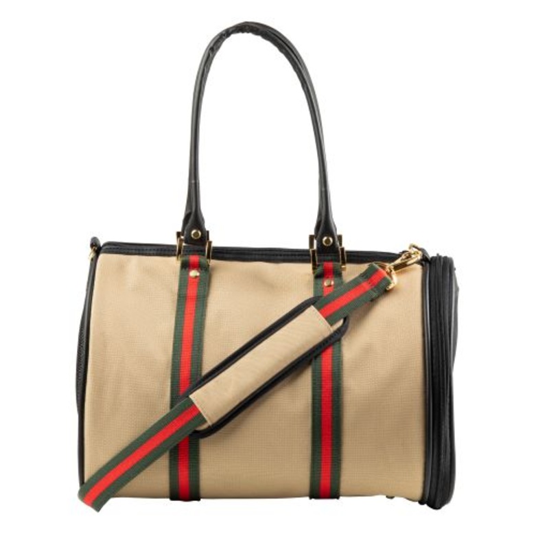 Khaki with Stripe Duffel Bag