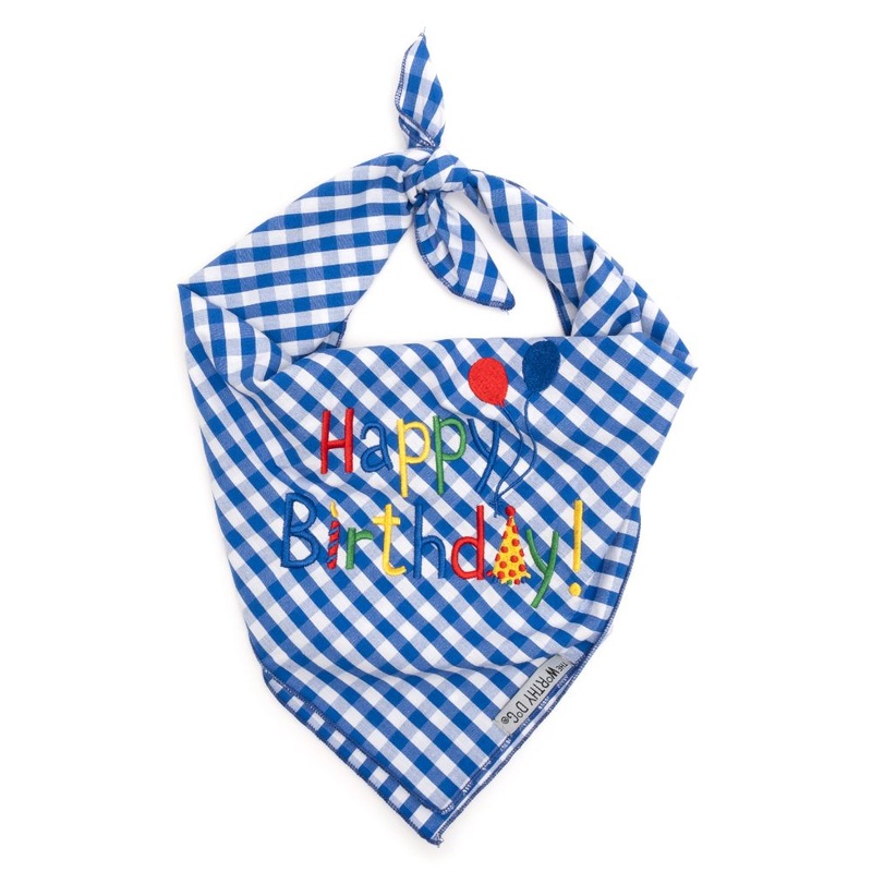 Worthy Dog Happy Birthday Blue Bandana