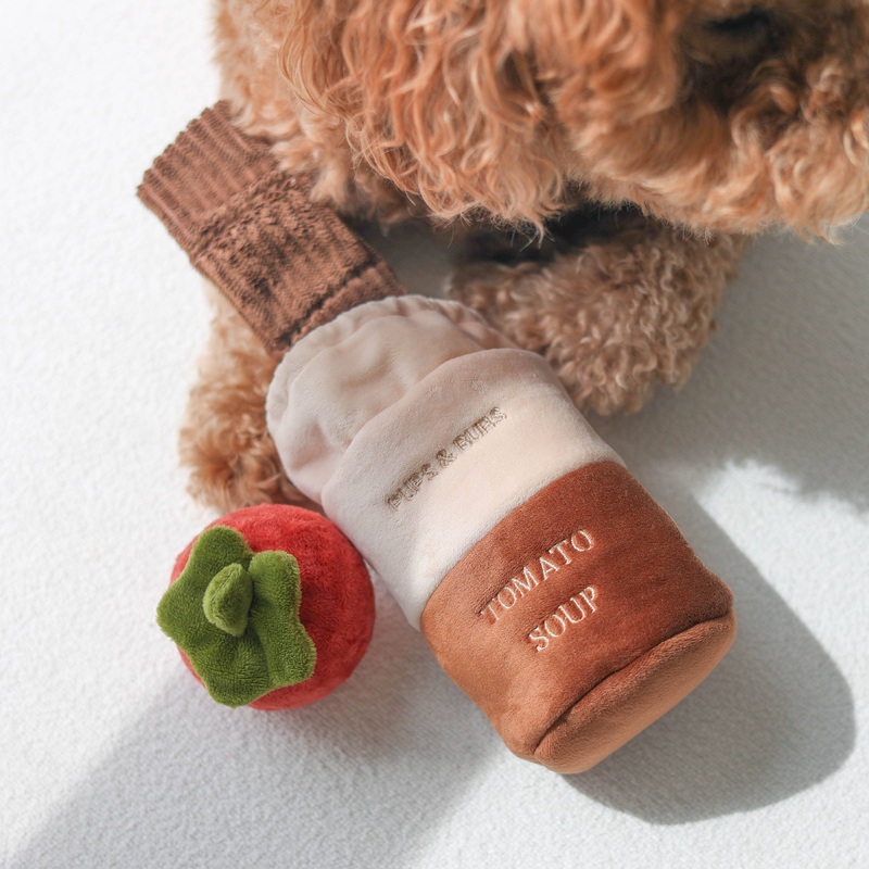 Pups & Bubs - Tomato Soup Nosework Enrichment Toy | Snuffle | Squeaker