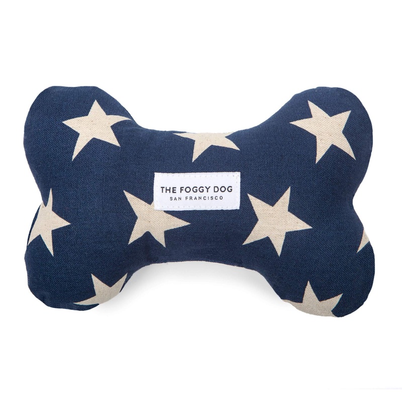 The Foggy Dog - Navy Stars Dog Bone Squeaky Toy