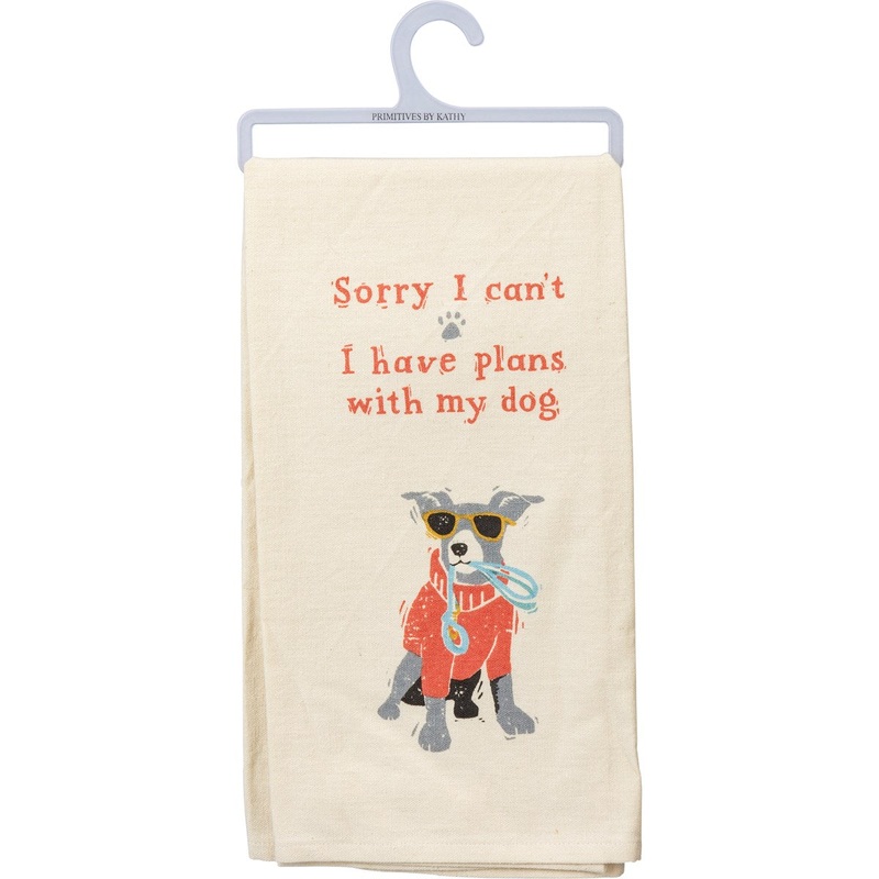 DISH TOWEL- PLANS WITH DOG