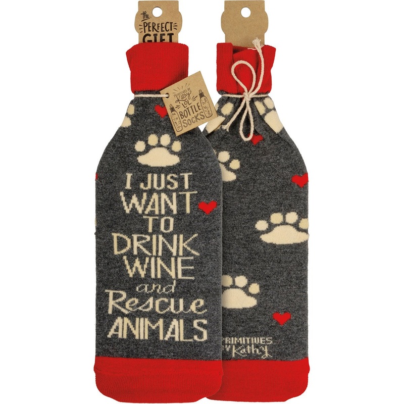 WINE SOCK- Drink Wine Rescue Animals