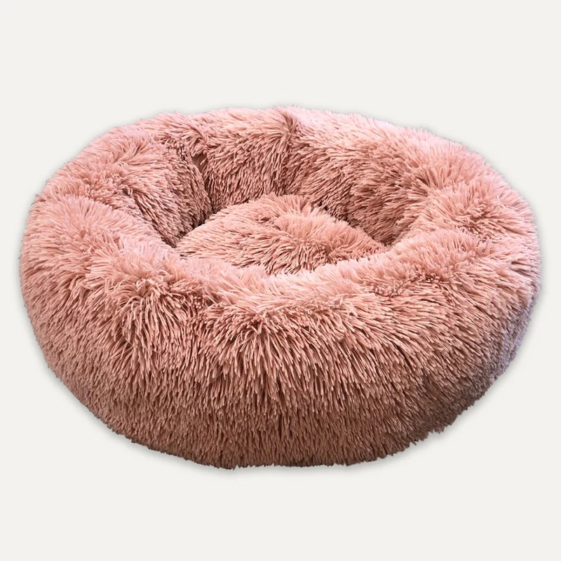 Luxury Round Plush Bed Pink S