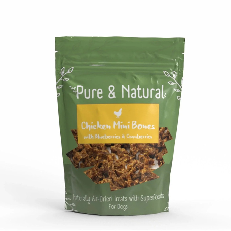 Air Dried Chicken Mini Bones Treats with Superfoods Blueberries & Cranberries 100gm