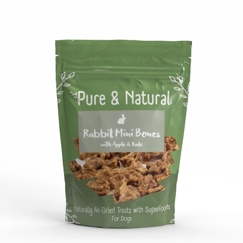 Air Dried Rabbit Mini Bones Treats with Superfoods Apple & Kale 100gm