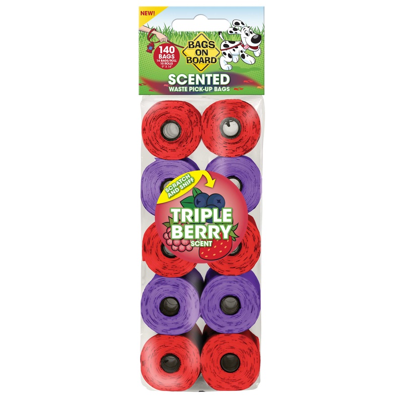 Bags on Board Dog Waste Bag Refills 40ct Triple Berry Scented