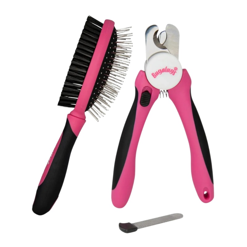 Bugalugs Pet Grooming Bundle  Brush & Nail Clippers Set