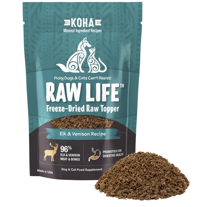 Koha Grain Free Raw Freeze Dried Topper Elk Dog & Cat Food - 8 oz