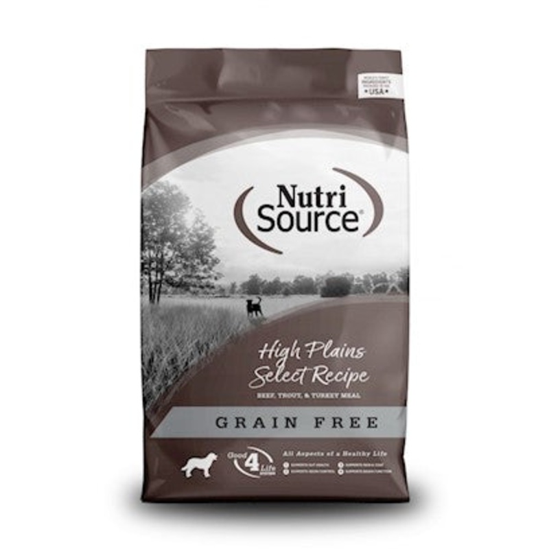 Nutrisource High Plains Grain Free Beef and Trout Adult dog food 5lb