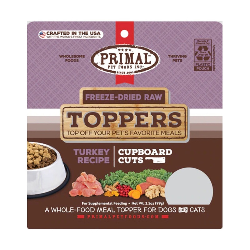 Primal Turkey Freeze Dried Cupboard Cuts Toppers Pet Food - 18 oz