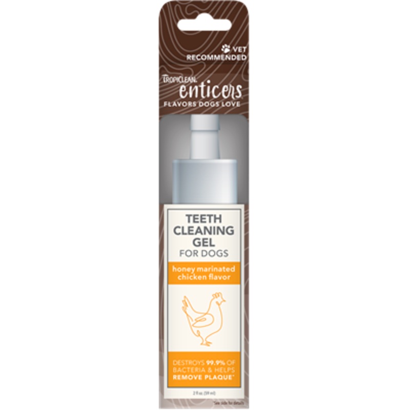 TropiClean Enticers Teeth Cleaning Gel for Dogs - Honey Marinated Chicken Flavor, 2oz