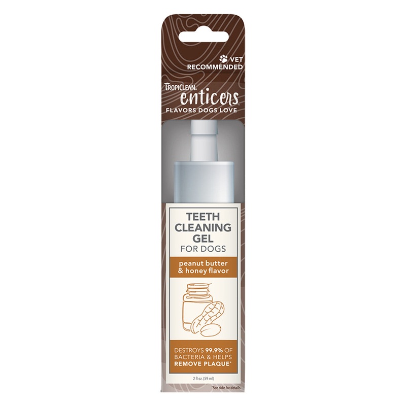 TropiClean Enticers Teeth Cleaning Gel for Dogs - Peanut Butter & Honey Flavor, 2oz