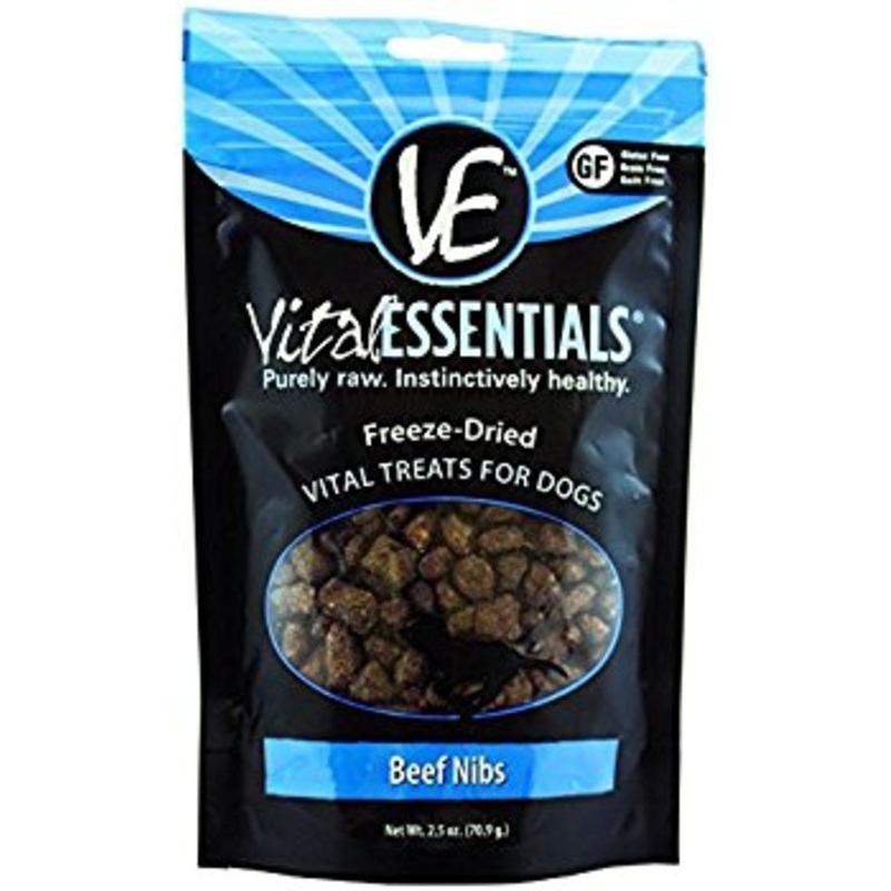 Vital Essentials Freeze-Dried Beef Nibs Grain Free Limited Ingredient Dog Treats, 2.5 Oz