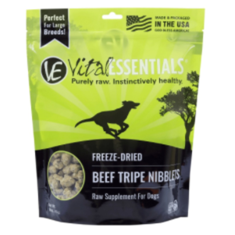 Vital Essentials Freeze-Fried Beef Tripe Nibblets Raw Supplement For Dogs 14oz