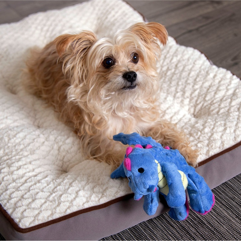 goDog Dragons Durable Plush Squeaker Dog Toy  Large  Pink
