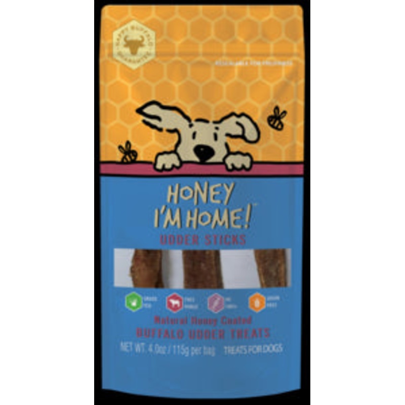 Honey I'm Home Dog Treats Buffalo Udder Sticks 4oz
