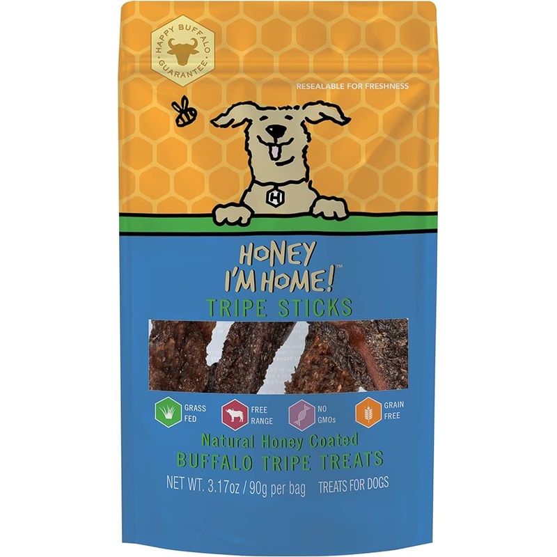 Honey I'm Home Dog Treats Tripe Sticks Buffalo Dog Treats 3.17oz