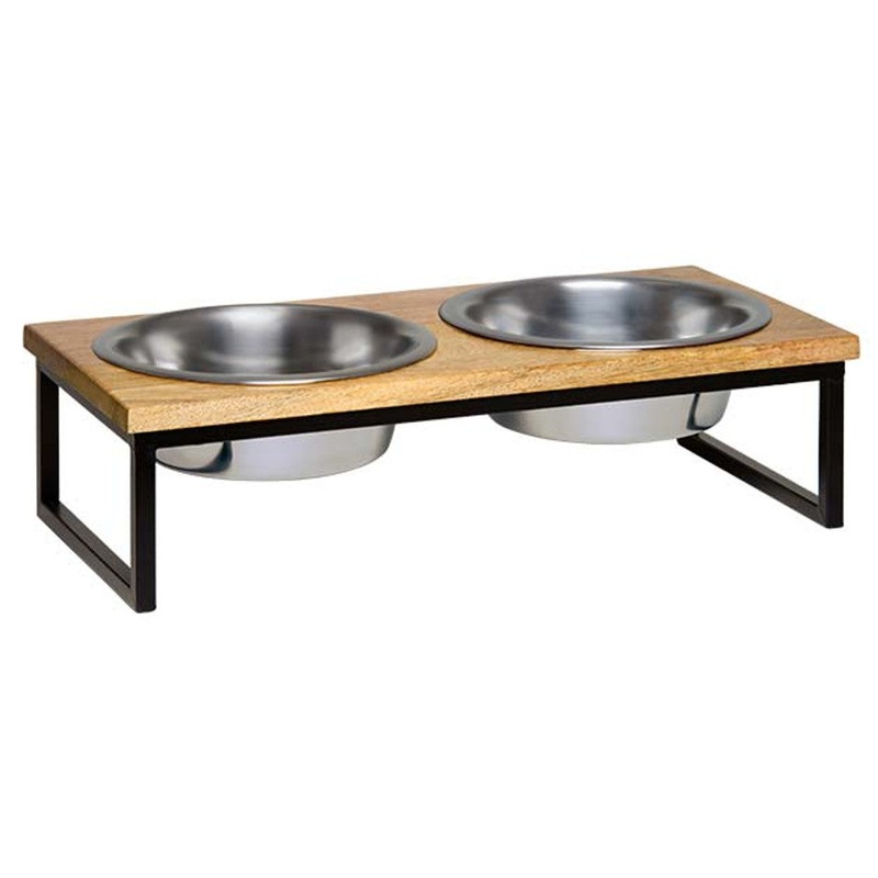 Loving Pets Natural Wooden Top Dog Diner 1qt