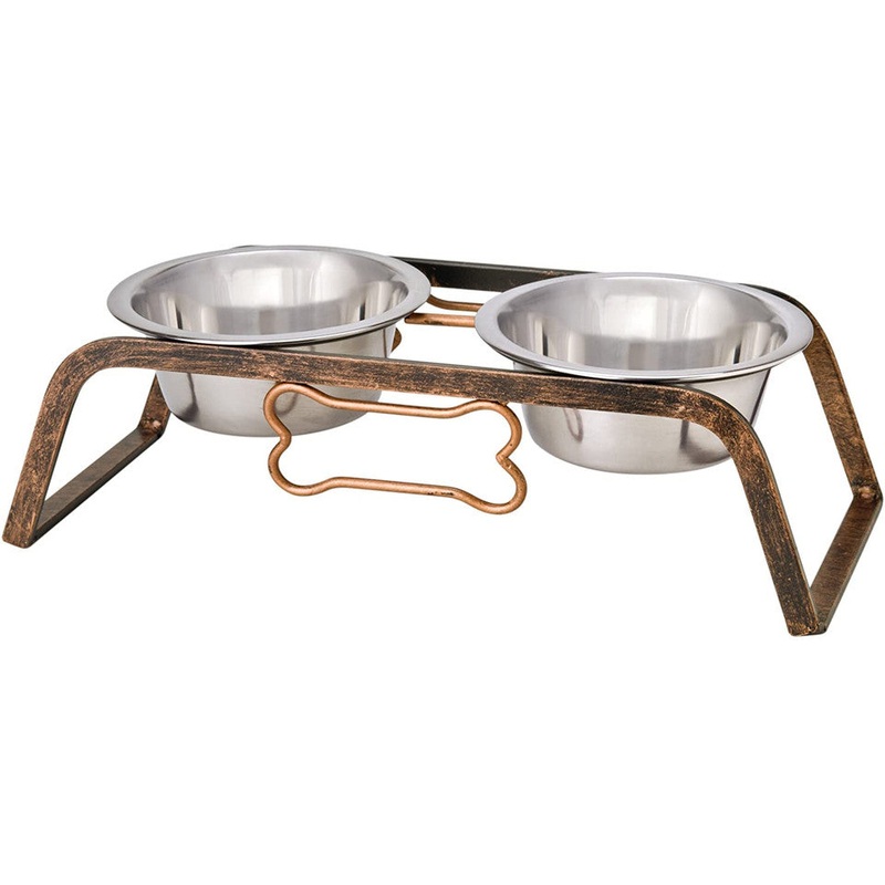 Loving Pets Rustic Bone Dog Diner 1qt
