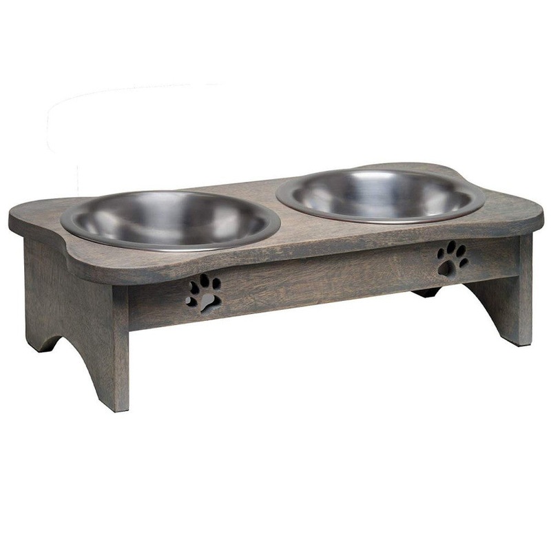 Loving Pets Wooden Modern Dog Diner Gray 1qt