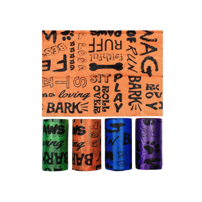 Multipet Waste Bags 15ct 2pk Words Print Assorted Colors