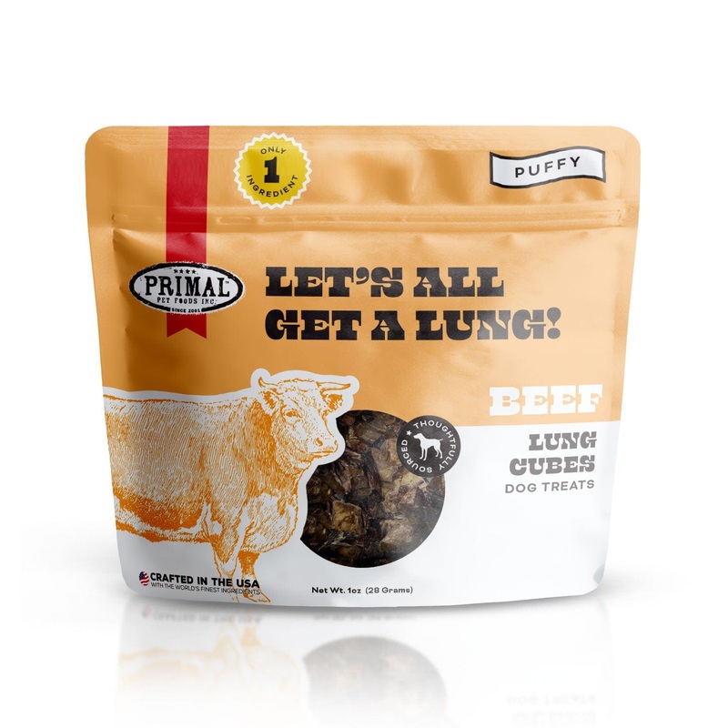 Primal Dehydrated Beef Lung Dog Treats, Let's All Get a Lung Single Ingredient Natural Training Treats, 1.5 oz