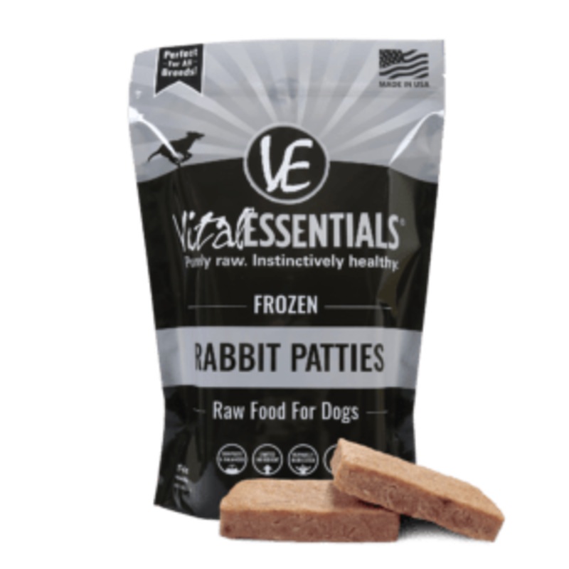 Vital Essentials Frozen Dog Food 6lb Patties  Rabbit
