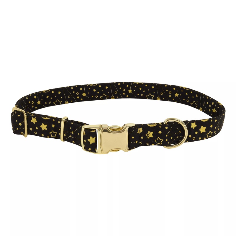 Coastal Accent Metallic 5/8in Wide 8-12in Adjustable Dog Collar Black Galaxy