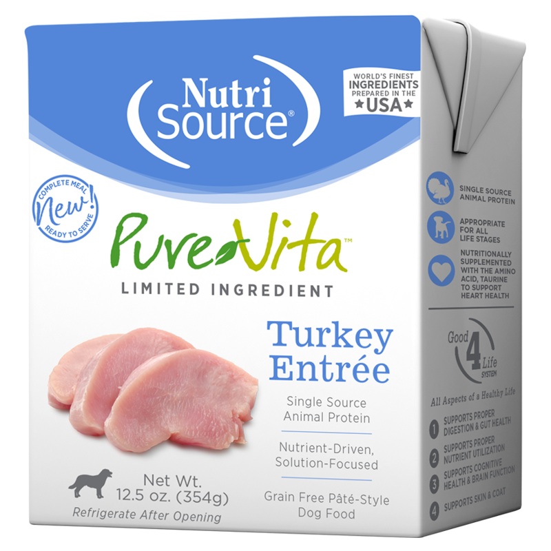 Pure Vita Wet Dog Food 12.5oz Grain Free Turkey Pate