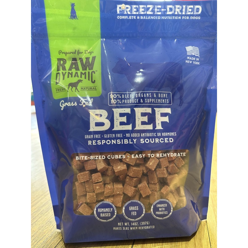 Raw Dynamic Freeze-Dried Raw Dog Food 14oz- Beef