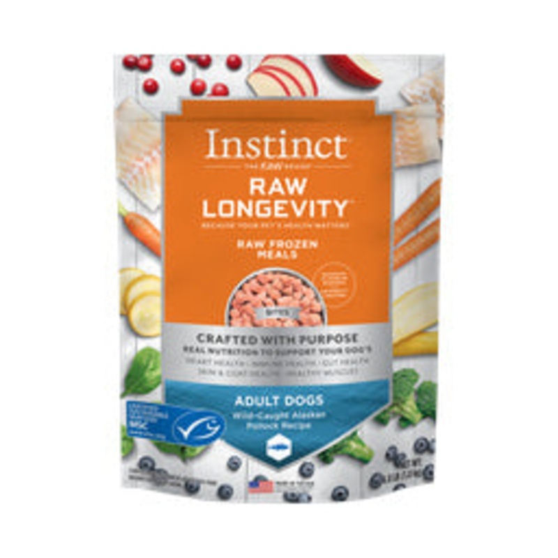 Raw Longevity Adult Frozen Pollock Bites Dog Food, 4 lb. Bag