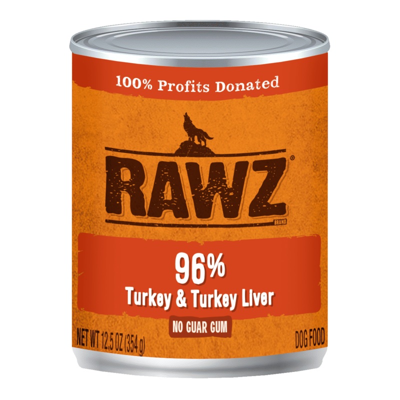 Rawz Canned Dog Food 12.5 oz Pate 96% Turkey