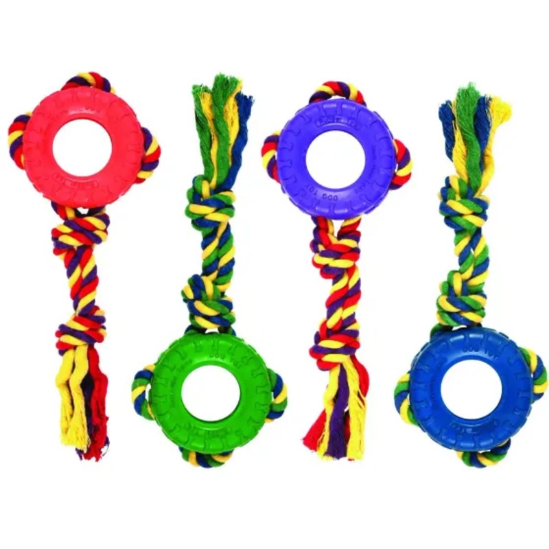 Boss Pet Chomper Tredz Tire Rope Tug 12in Assorted