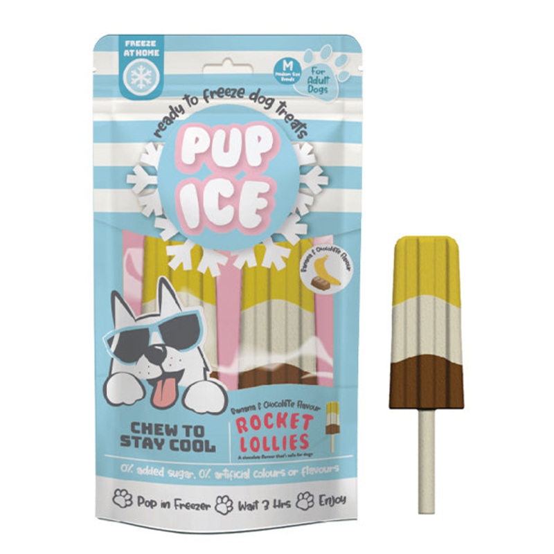 Spot Ethical Pet Dog Treat Pup Ice Rocket Lollies Banana & Chocolate Flavor 3oz