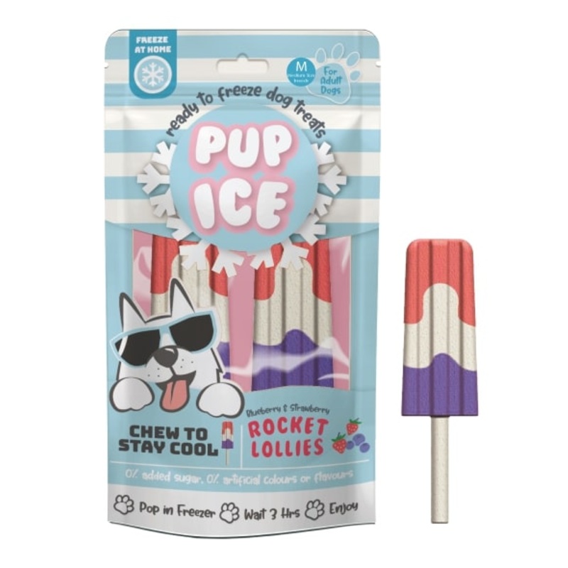 Spot Ethical Pet Dog Treat Pup Ice Rocket Lollies Blueberry & Strawberry Flavor 3oz