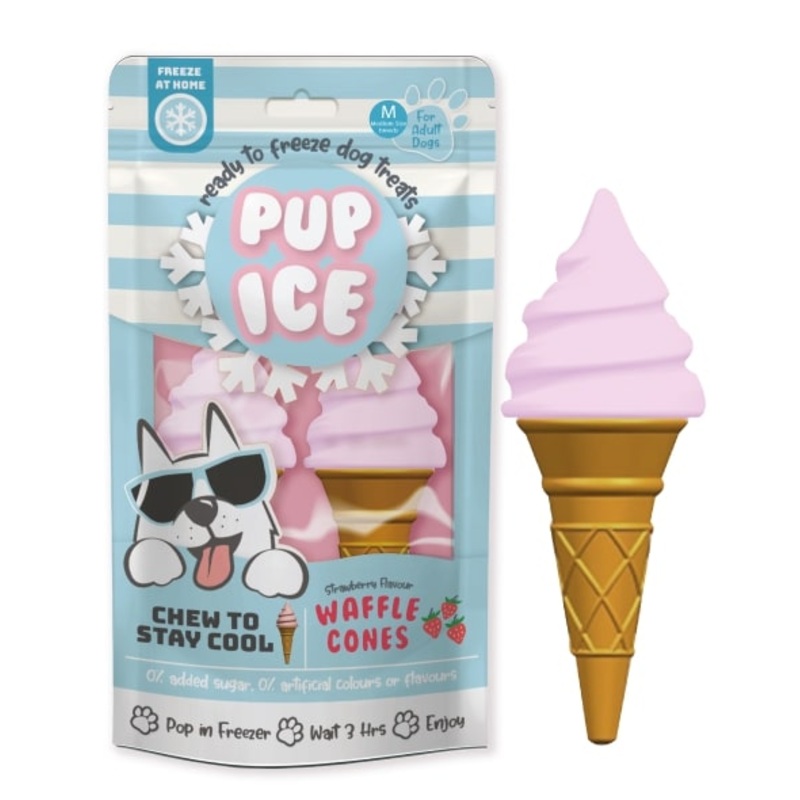 Spot Ethical Pet Dog Treat Pup Ice Waffle Cone Strawberry Flavor 3.8oz