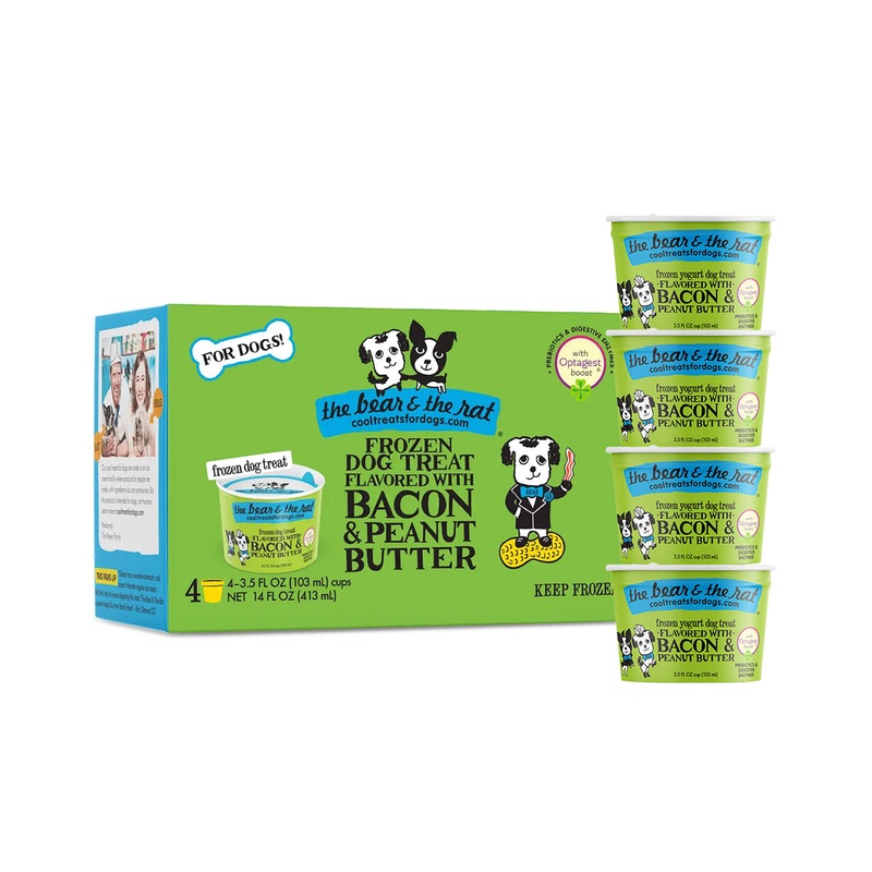 The Bear & The Rat Frozen Yogurt Dog Treat, Peanut Butter & Bacon, 3.5oz, 4-pack