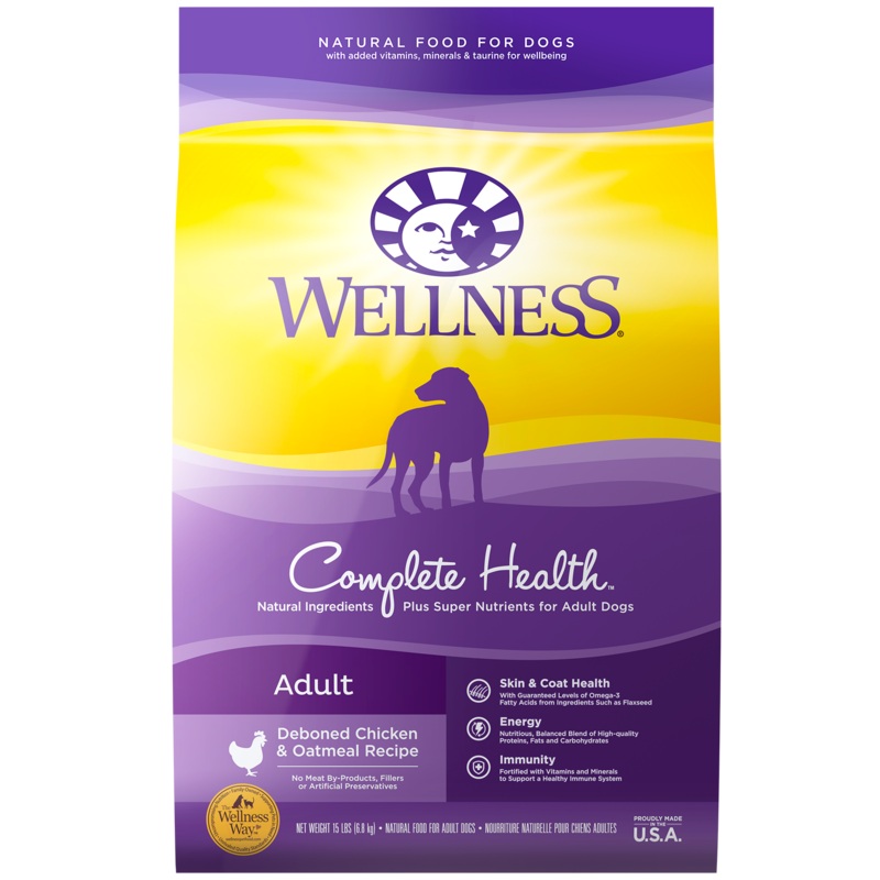 Wellness Complete Health Natural Dry Dog Food Chicken & Oatmeal 15lb Bag