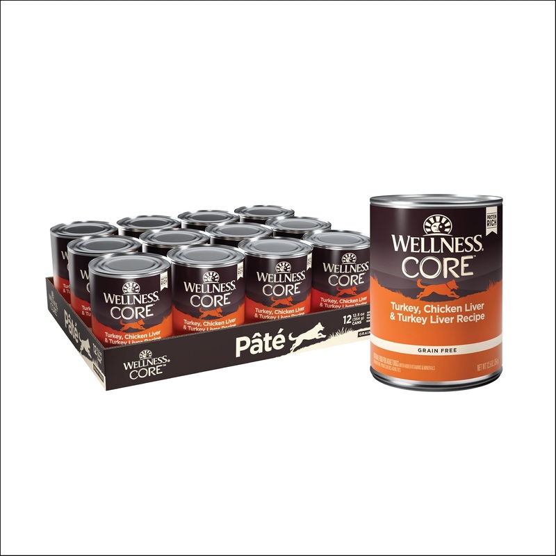 Wellness CORE Natural Wet Grain Free Canned Dog Food Turkey & Chicken 12.5oz Can
