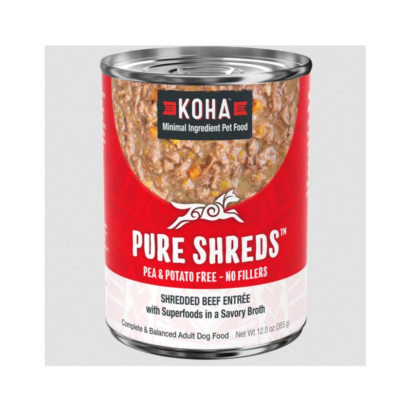 Koha Pure Shreds Dog Food Beef Entree 12.5 oz single
