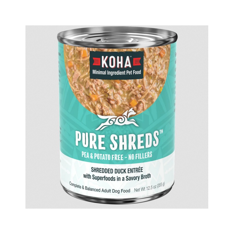 Koha Pure Shreds Dog Food Duck Entree 12.5 oz single