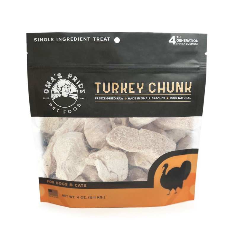 Omas Pride Dog Cat Freeze Dried Turkey Breast Chunks 4 oz